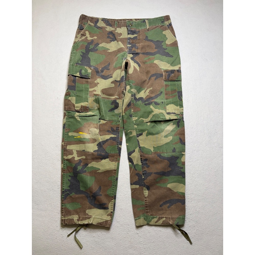 Vintage Cargo Pants Mens Large Camo Woodland Military Tactical BDU Distressed
